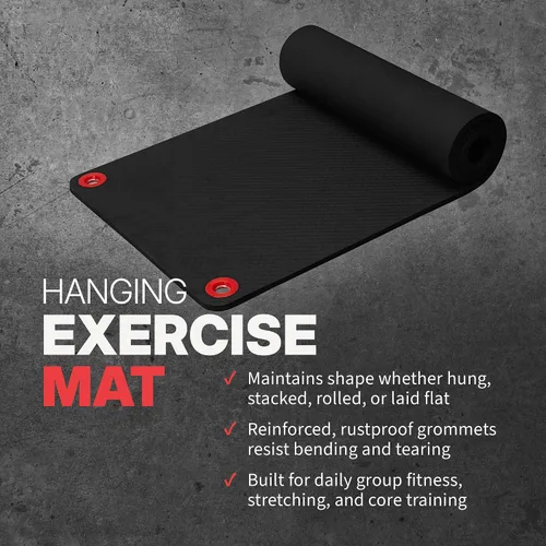 Vista 4 de SPRI Hanging Exercise Mats for Gyms, Closed-Cell Foam Yoga & Fitness Mats with Grommets, Thick Workout Mats for Studios & Group Fitness Classes