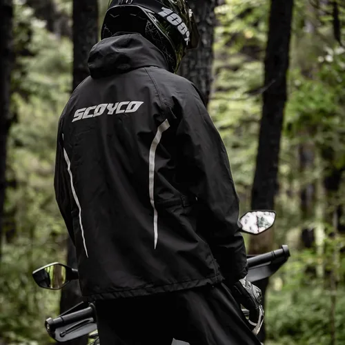 Vista 5 de Scoyco Chaquetas impermeables para hombre, chaqueta impermeable ligera para exteriores con capucha