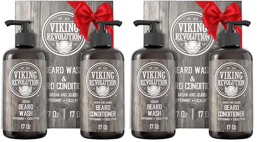 Vista 8 de Viking Revolution Acondicionador para barba con aceite de argán y jojoba - Suaviza y fortalece - Aroma natural a menta y eucalipto - Acondicionador