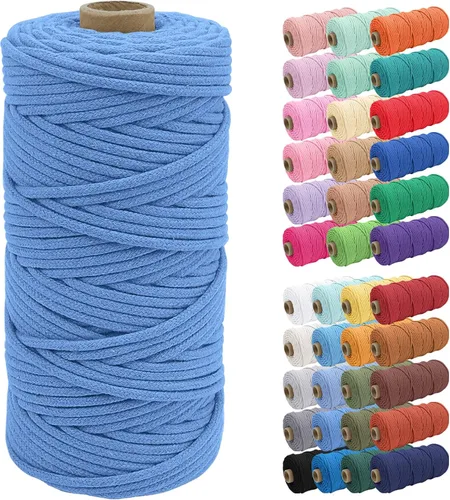 Vista 13 de JeogYong Cuerda de macramé de 0.157 in x 109 yardas, cuerda trenzada de algodón natural, cuerda de macramé para bolsas de ganchillo, colgar