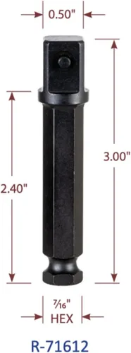 Vista 5 de Rauckman Utility Product Impact Adapter - Extensión cuadrada de 1/2 pulgada, tamaño hexagonal de 7/16 pulgadas, para tomas de impacto
