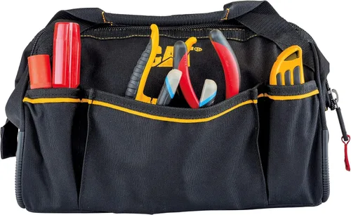 Vista 7 de Cat Bolsa de herramientas de boca ancha de 13 pulgadas con 3 bolsillos exteriores, interior de alta visibilidad, parte inferior reforzada