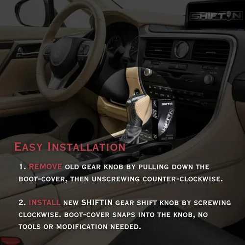 Vista 5 de Pomo de palanca de cambios para Lexus ES GS GX IS NX RC RX 200t 300 350 3450h 450hL 350L (Cuero Beige Marfil/Patrón de Carbono)