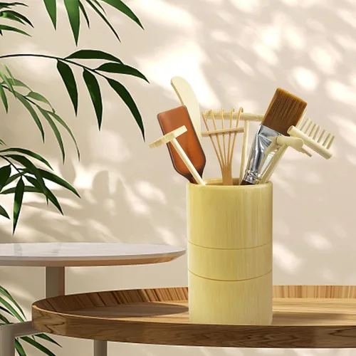 Vista 7 de Artcome Mini mesa Zen Sand Garden Rake Tool Set – con rastrillos, cepillo de arena, cuchara, tubo de bambú, meditación, arena, herramientas