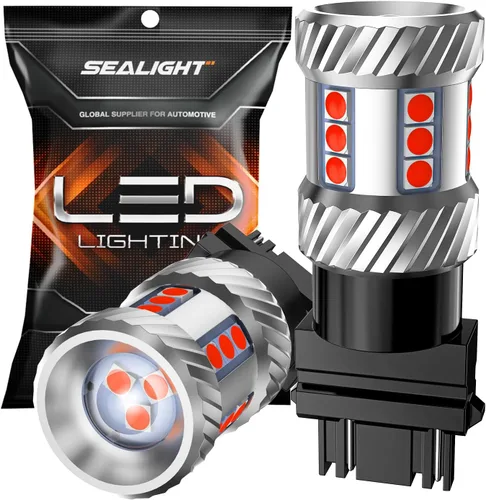 Vista 9 de SEALIGHT Bombilla LED de señal de giro, bombillas LED 3157 ámbar amarillas, 600% más brillantes 3156 3457A 4057 4157 luz LED con resistencia extra