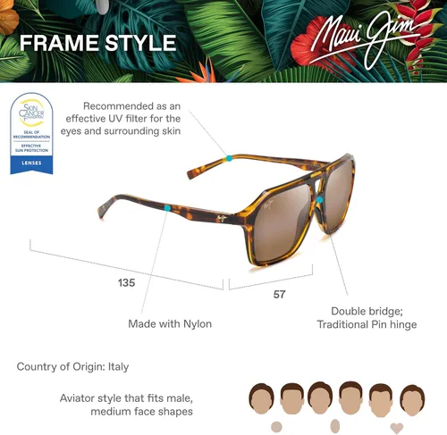 Vista 17 de Maui Jim Gafas de sol polarizadas estilo aviador para hombre