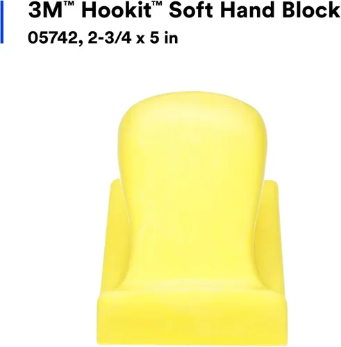 Vista 3 de 3M Hookit Bloque de mano suave 05742, 2-3/4 pulgadas x 5 pulgadas, espuma moldeada flexible, de larga duración, amarillo