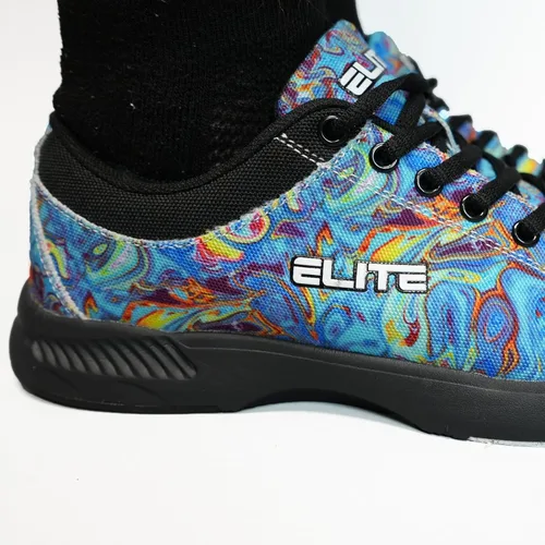 Vista 3 de ELITE Zapatos de bolos con cordones Blue Swirl para mujer con suela deslizante en los zapatos derecho e izquierdo