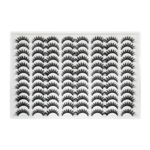 Vista 8 de Azenlo Pestañas postizas 48 pares, pestañas de visón sintético, pestañas tenues de 14mm, pestañas de ojo de gato esponjosas 3D, paquete al por