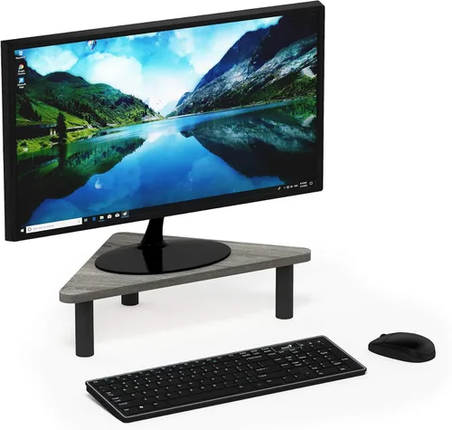 Vista 9 de Furinno Turn-N-Tube - Soporte elevador para monitor de esquina con tubos de acero inoxidable, Americano