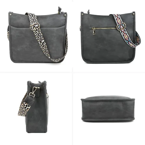 Vista 5 de KOGTLA Bolsos cruzados de cuero Hobo con correa de guitarra para mujer