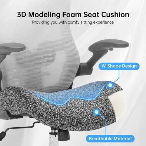 Vista 4 de Silla de oficina resistente, 400 libras, silla de escritorio ergonómica con cojín de espuma de modelado 3D ancho y suave, silla de escritorio