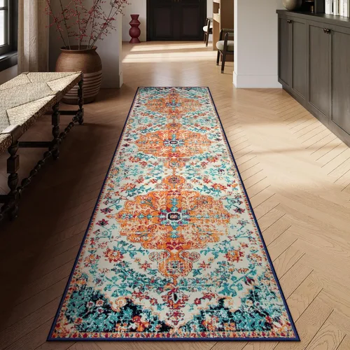 Vista 38 de Lahome Alfombra Floral Bohemio Medaillon - 2x3 Pequeña Alfombra de Baño Rosa Caliente, Alfombra de Cocina, Lavable a Máquina, Antideslizante, Suave