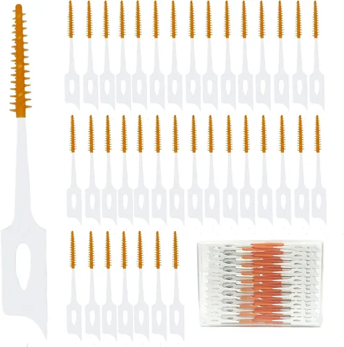 Vista 11 de 300 cepillos interdentales de doble uso de silicona suave, púas dentales desechables, púas de hilo dental de primera calidad para una limpieza