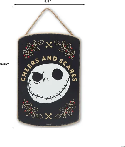 Vista 6 de Disney - Cartel colgante de madera con texto en inglés «The Nightmare Negro/Blanco