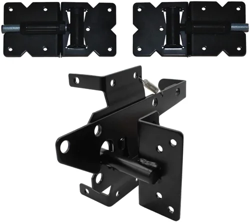 Vista 16 de Kit de herrajes para valla de vinilo de cierre automático, color blanco, puerta individual con 2 bisagras y pestillo