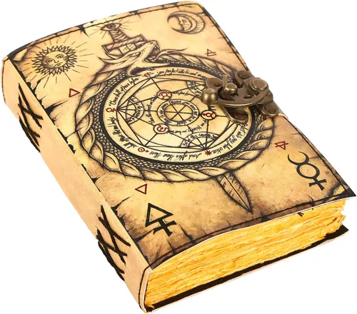 Vista 18 de Book of Spells - Diario encuadernado en cuero con papel de borde irregular, grimorio, diario impreso del Tercer Ojo, suministros de brujería
