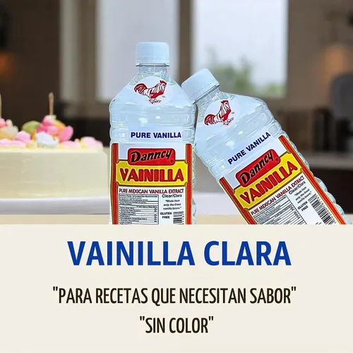 Vista 4 de Extracto de vainilla pura Danncy de México, transparente, 2 botellas de 33 oz cada una, botella de plástico, lote sellado