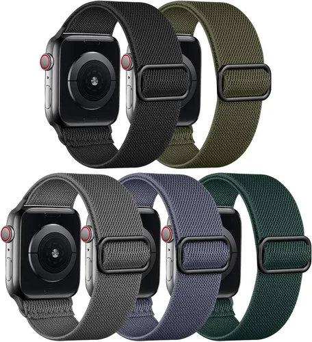Vista 17 de Adorve - Correa elástica compatible con correas de Apple Watch para hombres Negro/Rosa arena/Verde pino/Starlight/Leopardo