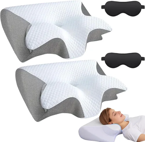 Vista 10 de Restora - Almohada para la apnea del sueño, almohada de tracción cervical Restora, almohada ortopédica de espuma viscoelástica 2 en 1 para aliviar
