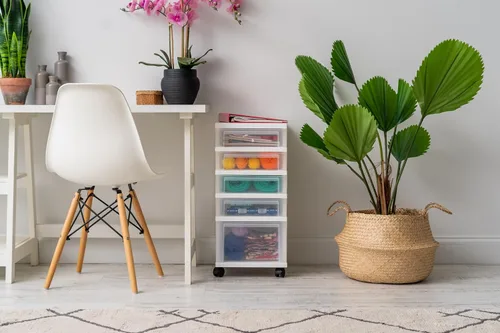 Vista 2 de IRIS USA Organizadores y almacenamiento de plástico para manualidades, carrito de almacenamiento con ruedas para suministros de aula, organizador