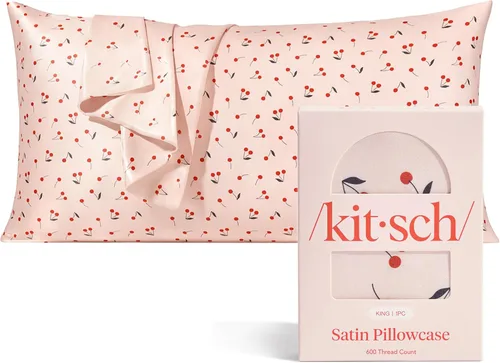 Vista 33 de Kitsch Funda de almohada de satén con cremallera, tamaño estándar, Aura