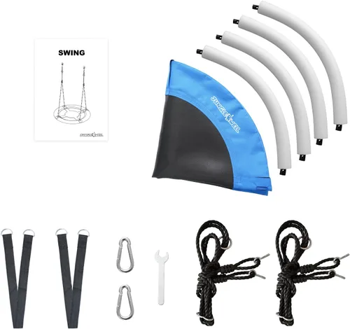 Vista 8 de Columpio de platillo – Asiento de columpio de árbol de 40 pulgadas con tela Oxford impermeable 900D para niños y adultos Capacidad de peso de 700