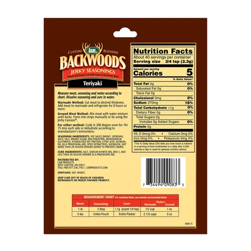 Vista 2 de LEM Backwoods Teriyaki Condimento con paquete de curación, 1 oz.