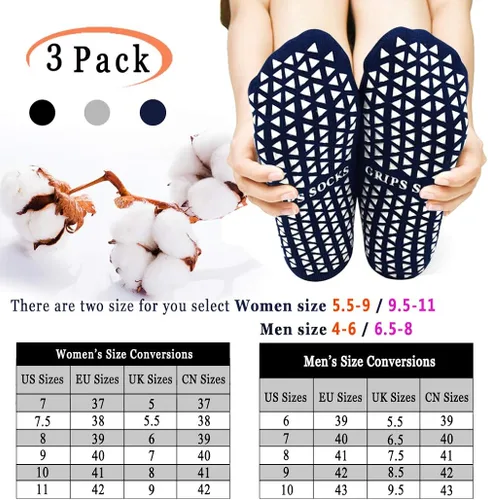 Vista 7 de Calcetines antideslizantes con agarres para yoga, pilates, bar, fitness, hospital, hogar, para mujeres y hombres