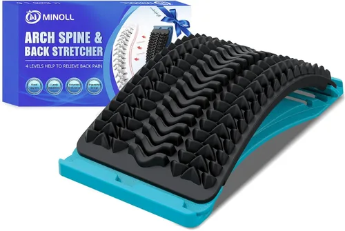 Vista 9 de MINOLL Estirador de espalda para aliviar el dolor de espalda baja, tablero ajustable de múltiples niveles de arco lumbar, dispositivo