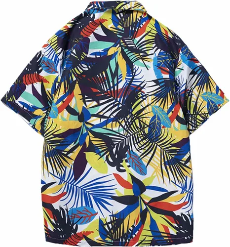Vista 6 de Chaos World Camisas hawaianas para hombre con estampado casual de manga corta con botones