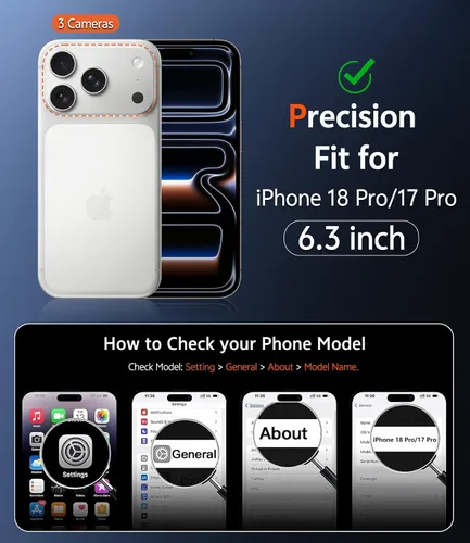 Vista 2 de FNTCASE Magnético para iPhone 18/17 Pro, negro transparente