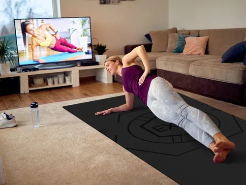 Vista 3 de Nuveti Alfombrilla de entrenamiento extra ancha, 1/2 pulgada de grosor, antideslizante y no tóxica, perfecta para yoga descalzo, pilates y meditación