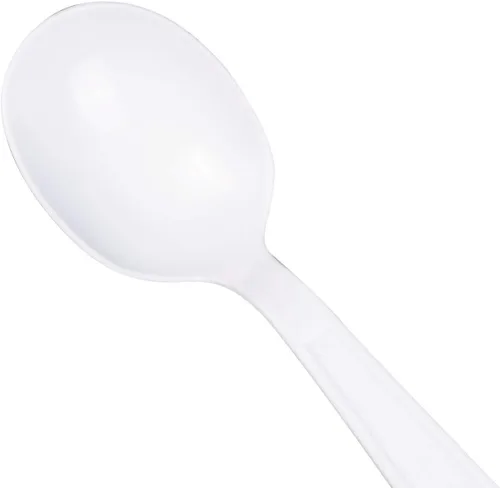 Vista 2 de Karat U3532W - Cuchara de sopa desechable de 5.6 pulgadas de poliéster, pesada, color blanco (paquete de 1000) PP Material, Sanitary Handling