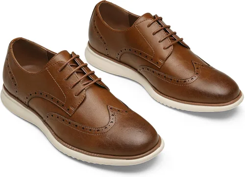 Vista 5 de Jousen Zapatos de vestir para hombre, Oxford, casuales, retro, clásicos, cómodos, formales, Derby, negocios, zapatos de vestir para hombres