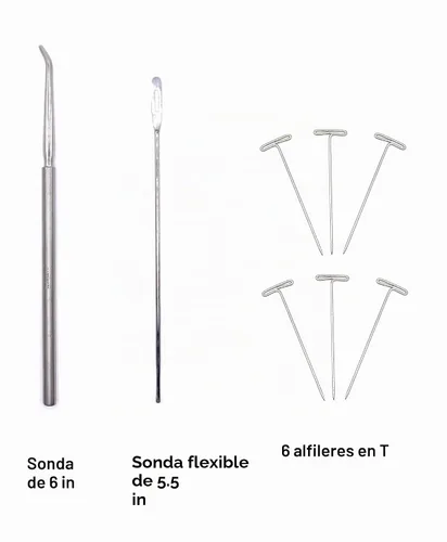 Vista 3 de Kit de disección de 18 piezas que incluye tijeras, fórceps, bisturí y sonda en bolsa de plástico desechable para laboratorio de anatomía, biología