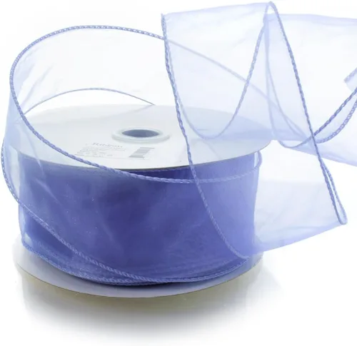 Vista 40 de Cinta de organza transparente con alambre de 2.5 pulgadas, color plateado de 10 yardas 009 Plata HBC