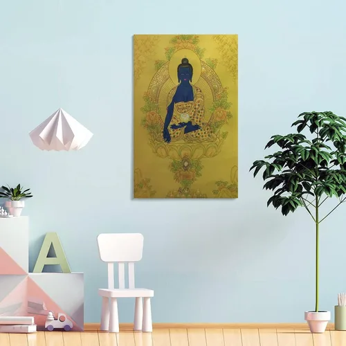 Vista 4 de Póster de pintura de Buda de medicina, póster de Thangka Thangka Thangka, pintura de obras de arte, arte de pared, impresiones en lienzo, imagen