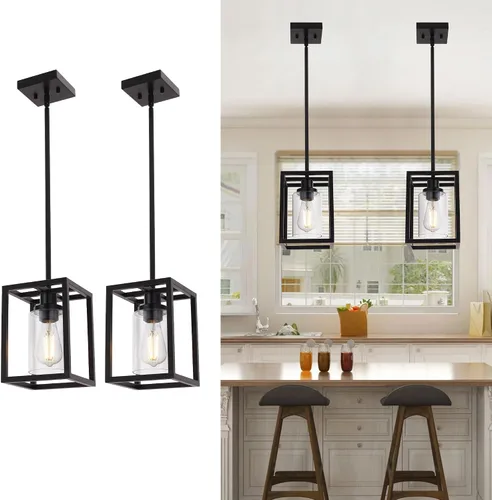 Vista 16 de MELUCEE Candelabro Industrial de 36.2 Pulgadas de Longitud para Isla de Cocina, Luminaria Rectangular de 5 Luces para Comedor Colgante con Acabado