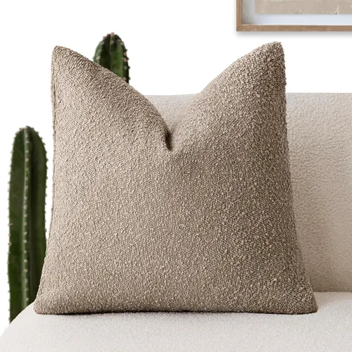 Vista 9 de Foindtower Fundas de almohada decorativas con textura de boucle, fundas de almohada sólidas, neutrales, suaves y acogedoras para silla, sofá