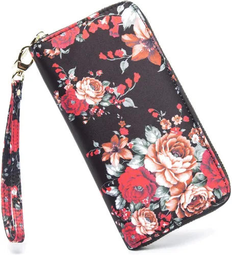 Vista 98 de Cartera de mano para mujer, estilo bohemio, con RFID, elegante, espaciosa con correa para viajes, capacidad para tarjetas, teléfono, dinero