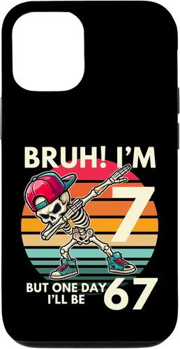 Vista 28 de Bruh I'm 7 But One-Day I'll Be 67 Retro 7th Birthday Kids Case for iPhone 17
