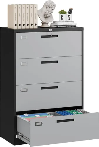 Vista 10 de Yizosh Archivador de 2 cajones con cerradura, gabinete de almacenamiento de archivos de oficina con bloqueo de metal con cajones, organizador