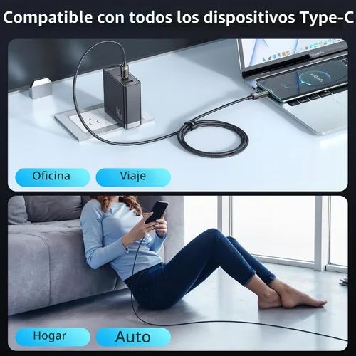 Vista 8 de mcdodo Cable de carga USB C a USB C, cable de datos transparente, PD de 100 W, cargador digital, apagado automático, protección de doble núcleo