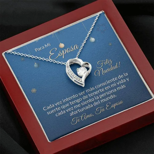 Vista 8 de Regalo de Navidad Para Mi Esposa Collar Acabado en Oro Blanco Regalo para Mujer en Español