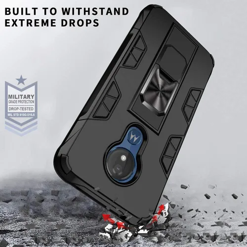 Vista 4 de Funda para Moto G7 Power de grado militar, funda con soporte para funda de soporte, funda resistente a prueba de golpes, funda protectora