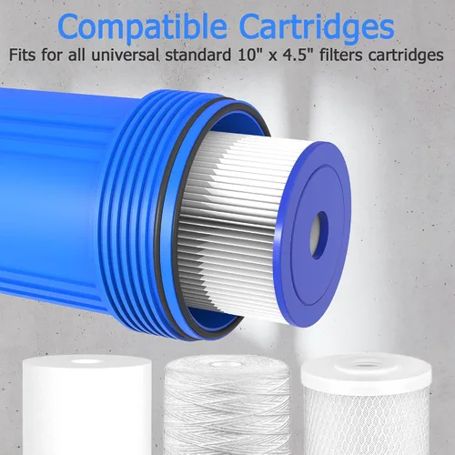 Vista 6 de WHB10 - Carcasa de filtro de agua para toda la casa, se adapta a filtros de sedimentos de 10 x 4.5 pulgadas, etc. para agua de pozos y ciudades