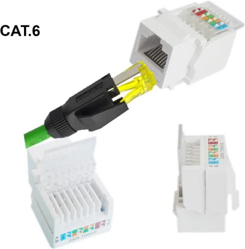 Vista 6 de 10 unids CAT6 RJ45 Cat 6 90 grados Punch Free Socket Módulo Conector Acoplador de red Ethernet Jack Keystone Jack RJ45 Módulo Ethernet CAT6