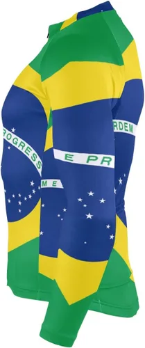 Vista 5 de Camiseta de ciclismo de manga larga para hombre con cremallera completa y 3 bolsillos traseros, Multi, S