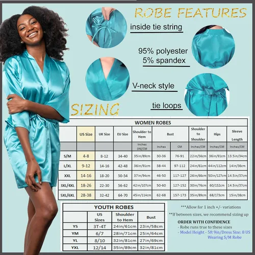 Vista 9 de Bata personalizada para mujer, tallas S-5XL, añade símbolos, texto y monogramas – Batas para bodas, viajes de niñas, cumpleaños y más
